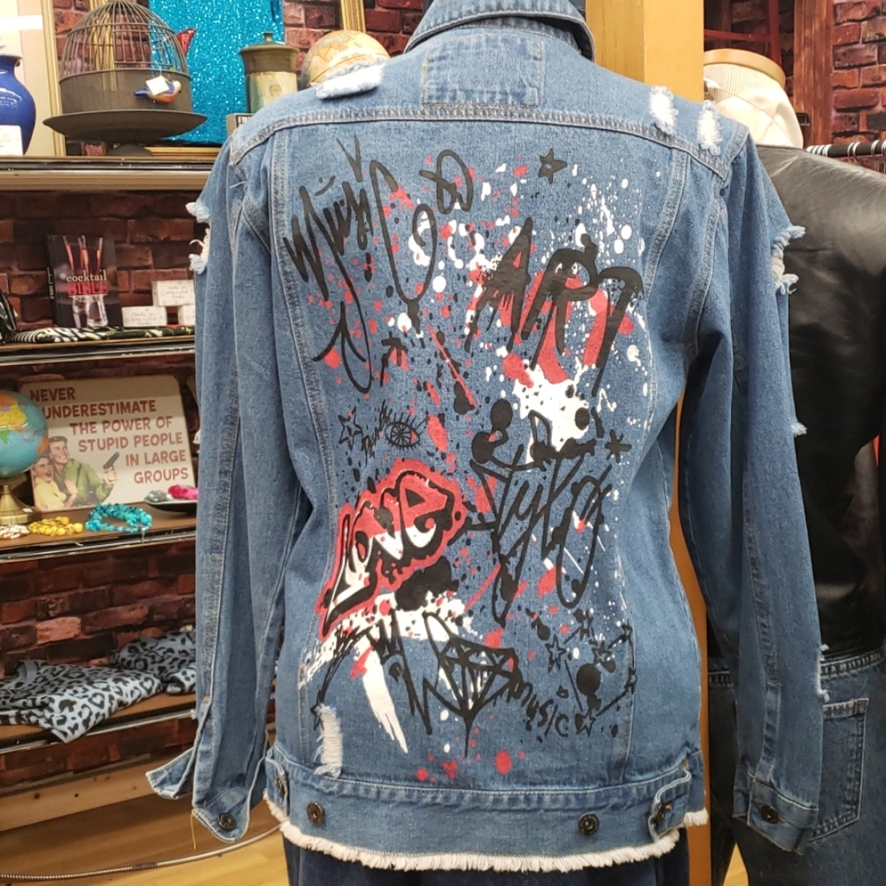 Graffiti oversized denim jacket